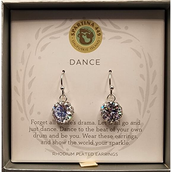 Spartina 449 Sea La Vie “Dance” Drop Earrings Crystal Rhodium Plated NIB - Picture 2 of 4